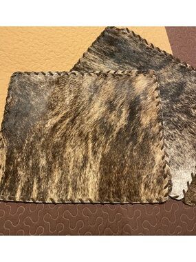 Genuine Cowhide Placemat or Decorative Hide - Brindle Brown